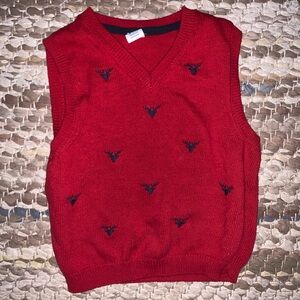 Janie and Jack Red V-Neck Sweater Vest with Navy Accents